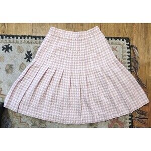 Pleated Tweed Skirt Fit & Flare Pink Skirt Geometric Diamond Womens Size 6 Med